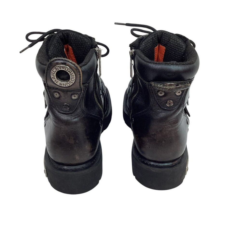 Harley-Davidson Leather Heavy Duty Motorcycle Boots Mens 9.5 Side Zip Black - Picture 6 of 14